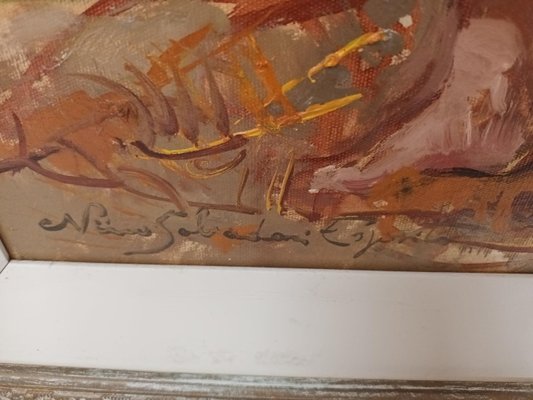 Vintage Sand Painted Indian Teak Shelf - Ca 1930 Vintage Sand Painted Indian Teak Shelf - Ca 1930