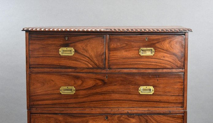 Anglo Indian Teak Campaign Chest Of Drawers - 19thC Anglo Indian Teak Campaign Chest Of Drawers - 19thC