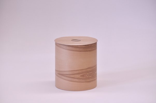 Pouf contenitore con coperchio in legno Otto Tondo Cielo