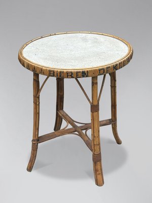 Vintage Belgian Bamboo and Rattan Bistro Table, 1970s for sale at