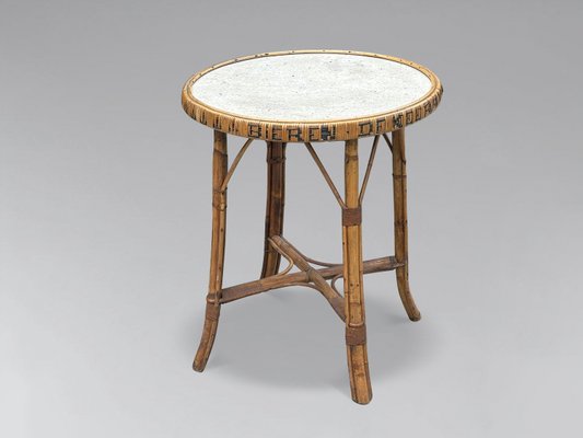 Vintage Belgian Bamboo and Rattan Bistro Table 1970s for sale at Pamono