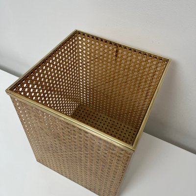 Paper Basket in Acrylic Glass Cannage Brass in the style of Christian Dior for Christian Dior