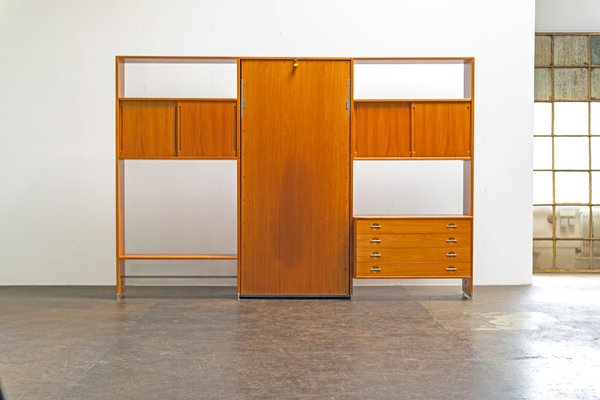 Ry 100 Shelf System with Teak Fold Out Bed by Hans J. Wegner for Ry Mobler Denmark 1960s