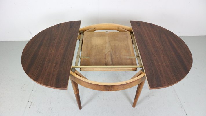 Scandinavian Modern Extendable Round Dining Table, Denmark, 1960s