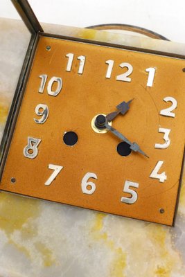Large Art Deco Table Clock with Graphic Assembly of Marble