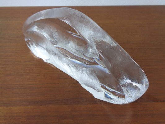 Large Crystal Glass Cat Sculpture by Mats Jonasson for Maler As
