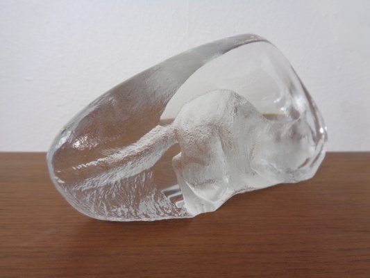 Large Crystal Glass Cat Sculpture by Mats Jonasson for Maler As
