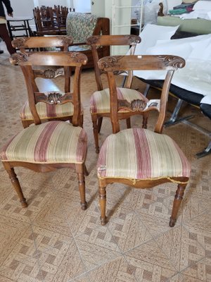 Vintage Carved Chairs 1920s Set of 4