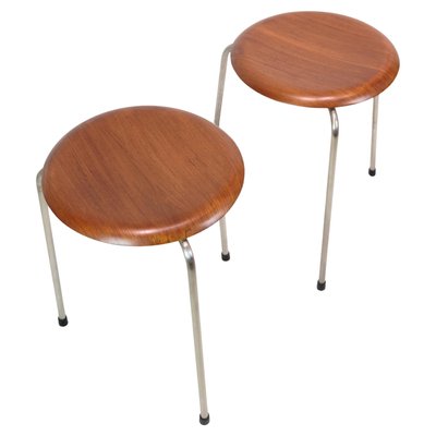スツール Arne Jacobsen 3170 Teak FRITZ HANSEN Set of Dot Stools Model 3170 in Teak by Arne Jacobsen for