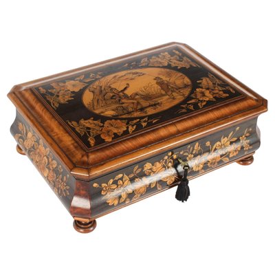 Antique Italian Sorrento Ware Box in Olive Wood for sale at Pamono