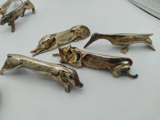 4 Porte-couteaux Ancien Cristal Chiens Ric Et Rac – 1925-1930, Comme Neufs