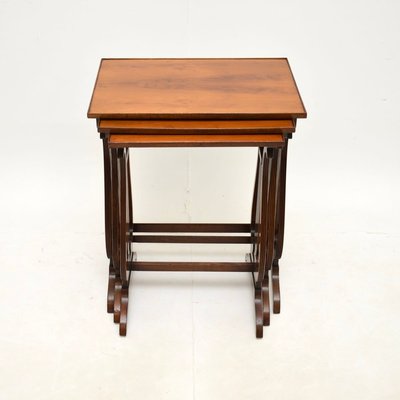 Regency Yew Wood Nest of Tables 1910s Set of 3