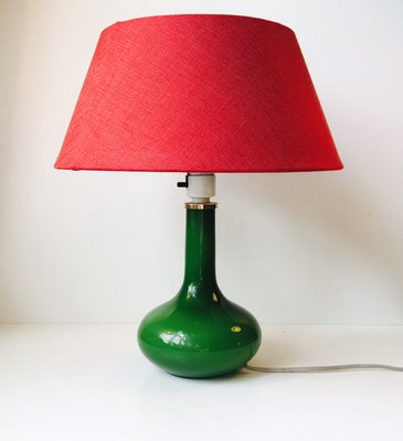 Danish Green Cased Glass Table Lamp by Glass Table Lamps by Holmegaard Denmark