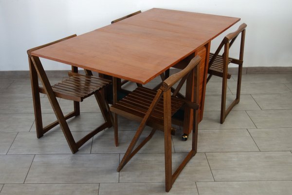 Drop-Leaf Table and Folding Chairs, 1960s, Set of for sale at Pamono