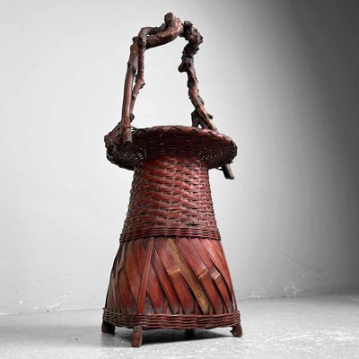 Handwoven Ikebana Ikebana Bamboo Flower Basket, 1950s for
