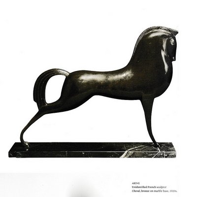 Lovet-Lorski, Modernist Art Deco Style Horse, Bronze on Marble