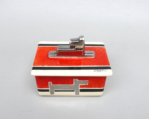 Small French Art Deco Lidded Box in Ceramic, 1920s for sale at Pamono