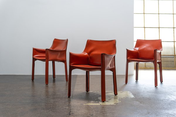 Cab 413 Chair in Leather by Mario Bellini for Cassina, 1980s