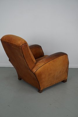 Vintage French Cognac-Colored Leather Club Chair, 1950s