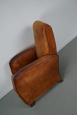 Vintage French Cognac-Colored Leather Club Chair, 1950s for sale