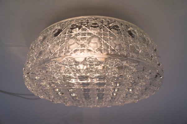 Large Bubble Glass Wall Lamp with Geometric 3D Patterns, 1960s Large Bubble Glass Wall Lamp with Geometric 3D Patterns, 1960s