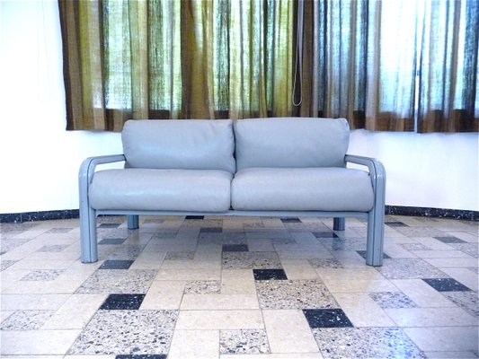 Two Seater Leather Lounge Sofas By Gae Aulenti For Knoll International 1970s Set Of 2