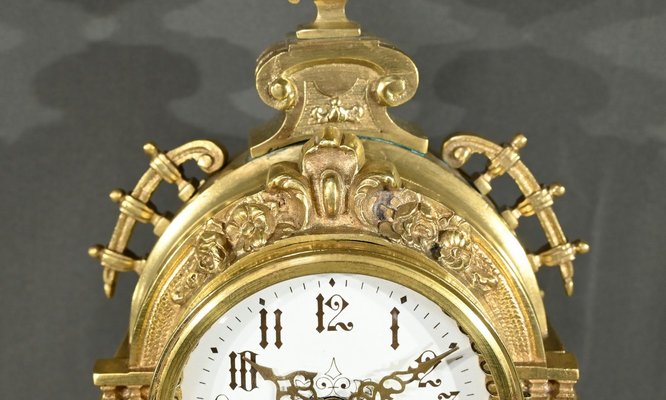 Vintage Louis XVI Style Bronze Mantel Clock, 1950s for sale at Pamono