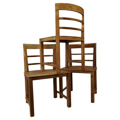 Early Modernistic Wooden Chairs, Austria, 1925, Set of
