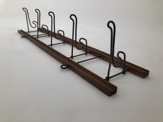 Folding Coat Rack in Walnut and Bent Metal, 1900s for sale at Pamono