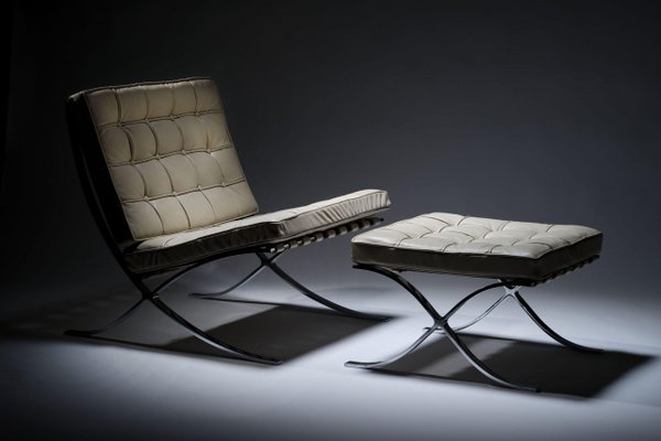 Leather Barcelona Pavilion Chair And Ottoman Pavilion Barcelona