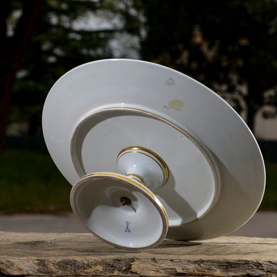 18th Century Meissen White Porcelain Cake Stand with Gold Fillet, Germany - Main Image