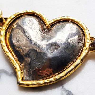 Collier Plastron Vintage Créateur Édouard Rambaud Paris - Cœurs Et Strass - Occasion Rare