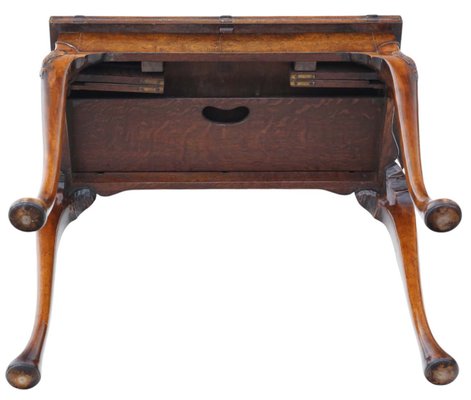 -antique-バゲジカート ヴィンテージ ホテルKARE ファニチャー Antique Georgian Revival Burr Walnut Folding Card or Tea Table