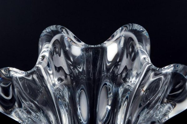 Vintage French Art Deco Glass Vase in Crystal, 1930s for