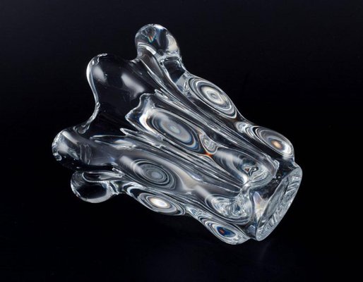Vintage French Art Deco Glass Vase in Crystal, 1930s for