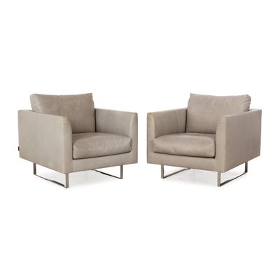Montis Axel Leather Armchair Set in Grey Set of 2 for sale at Pamono