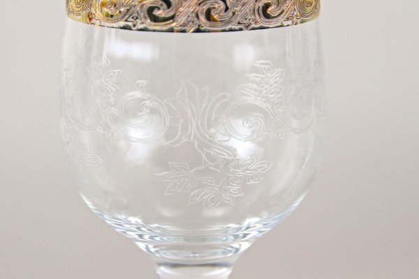 Lot De 6 Verres à Vin Murano Venise - Cygne Doré Rose - Vintage Italien