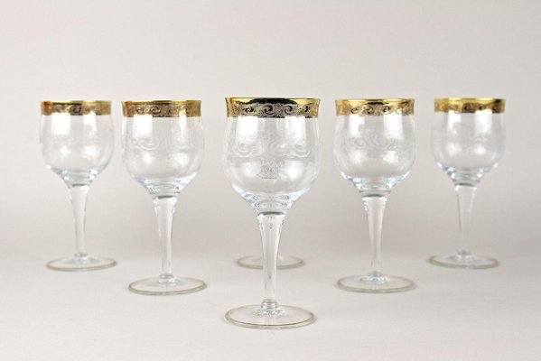 Gobelets en verre de Murano : lot de 6 verres à eau/vin rayés - France