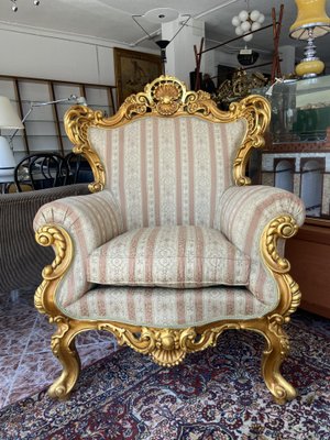 Fauteuil Bergère Baroque Antique Noir
