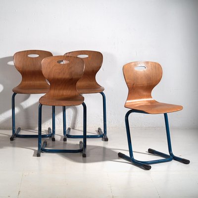 Vintage School Chairs, 1950, Set of 4 for sale at Pamono