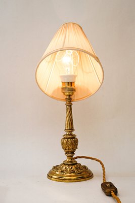 Lampada da scrivania in ottone e vetro nero (anni '50