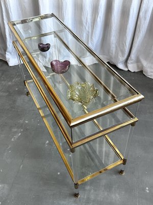 Italienischer Mid-Century Konsolentisch aus Messing, Acryl & Glas, 1970er bei Pamono kaufen