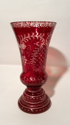Vintage Czech Red Crystal Vase 1970s For Sale At Pamono