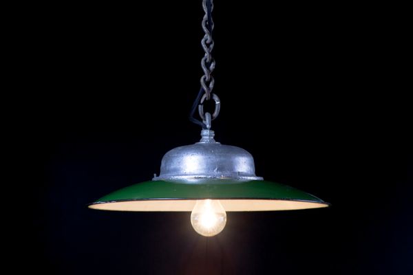 Vintage Factory Ceiling Light In Green For At Pamono - Vintage Green Ceiling Light Fixture