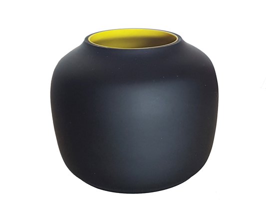 Black Yellow Incamiciato Murano Glass Vases 1950s Set Of 3 For