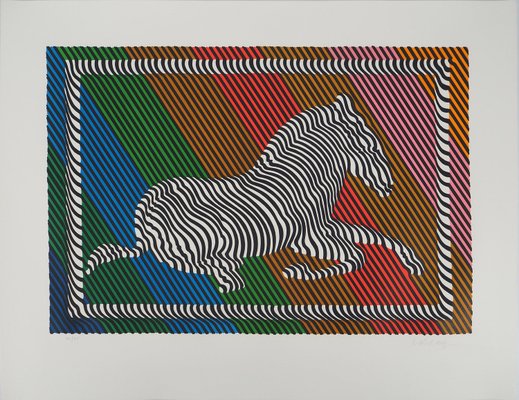 Victor Vasarely, Kinetic Composition, Zebra, Original Screenprint