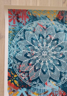 Shepard Fairey (Obey), Collage Peace Mandala (Blue), 2024