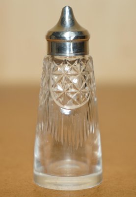 Antique Sterling Silver & Cut Glass Crystal Salt Shaker from