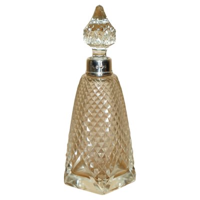 Antike Parfümflasche aus Sterling Silber aus geschliffenem Kristallglas, 1890 bei Pamono kaufen