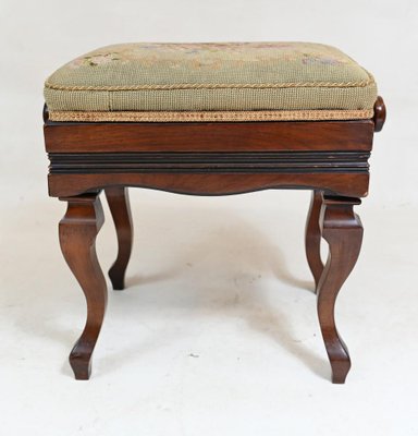 Victorian Adjustable Piano Stool with Tapestry Seat for sale at Pamono